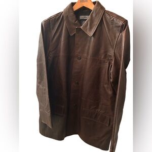 Lands’ End Men’s Brown Leather jacket. Size L 42-44 Regular
